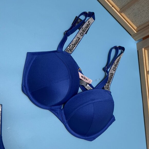 Victoria's Secret Swim Bikini Set Push Up top & bottom Logo Shine Strap 36C/M - Picture 5 of 9